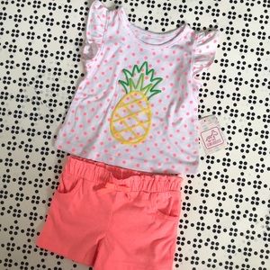 New 12 month Pineapple polka dot outfit
